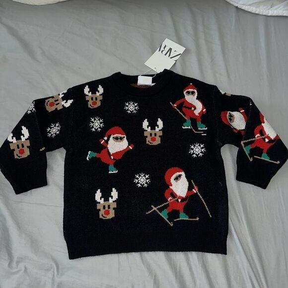 ZARA Kids | Black | SANTA CLAUS KNIT SWEATER - Picture 5 of 7